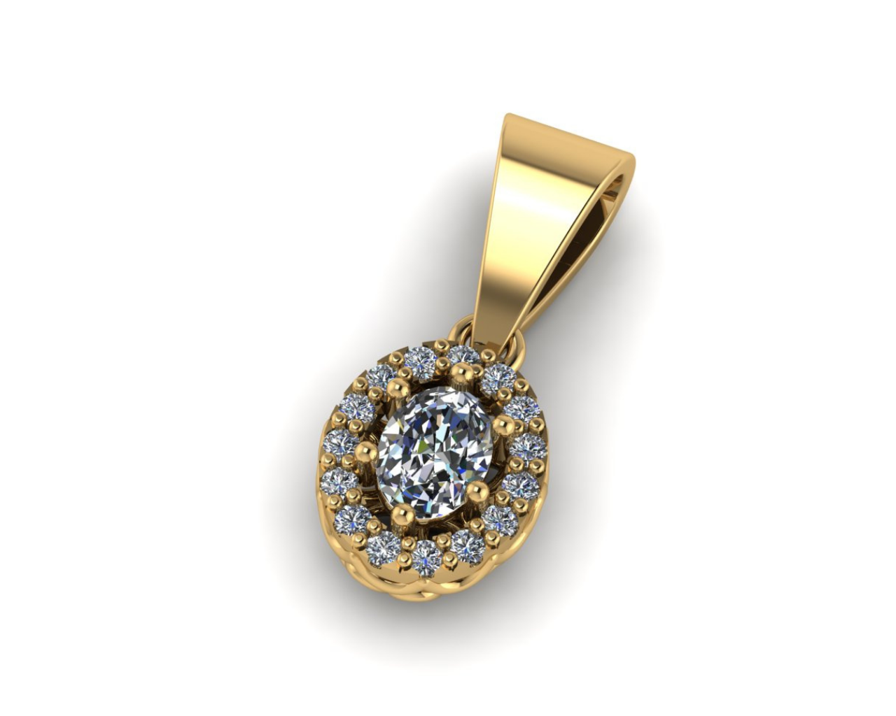 Oval Solitaire Diamond Pendant