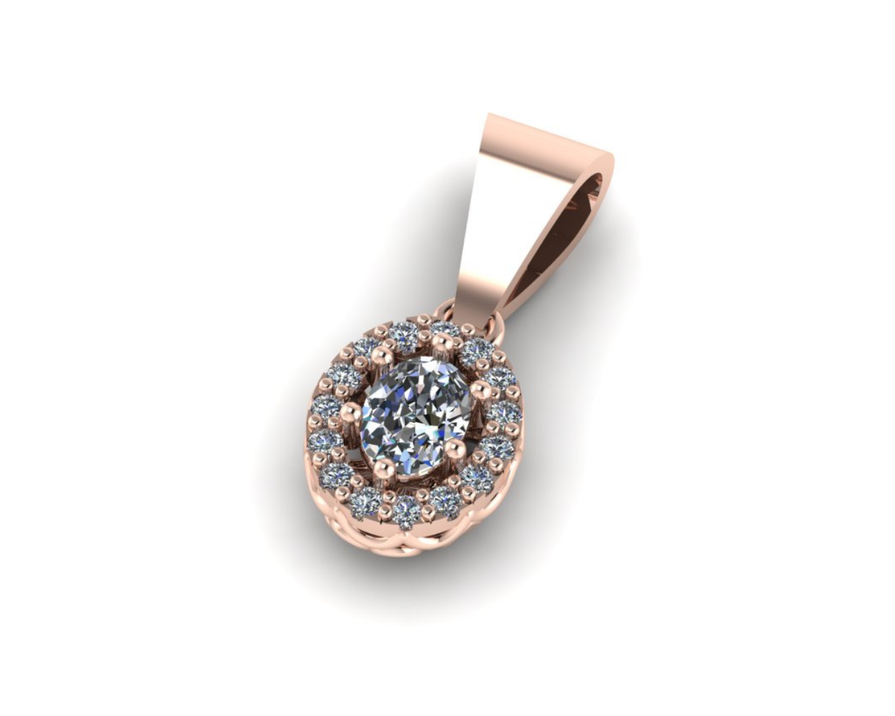 Oval Solitaire Diamond Pendant