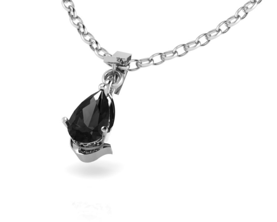 BLACK PRECIOUS PEAR PENDANT